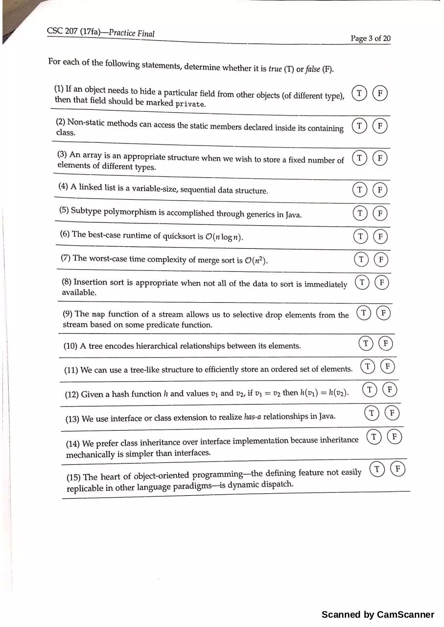 Page 2 of 18, CS 207 Practice Final