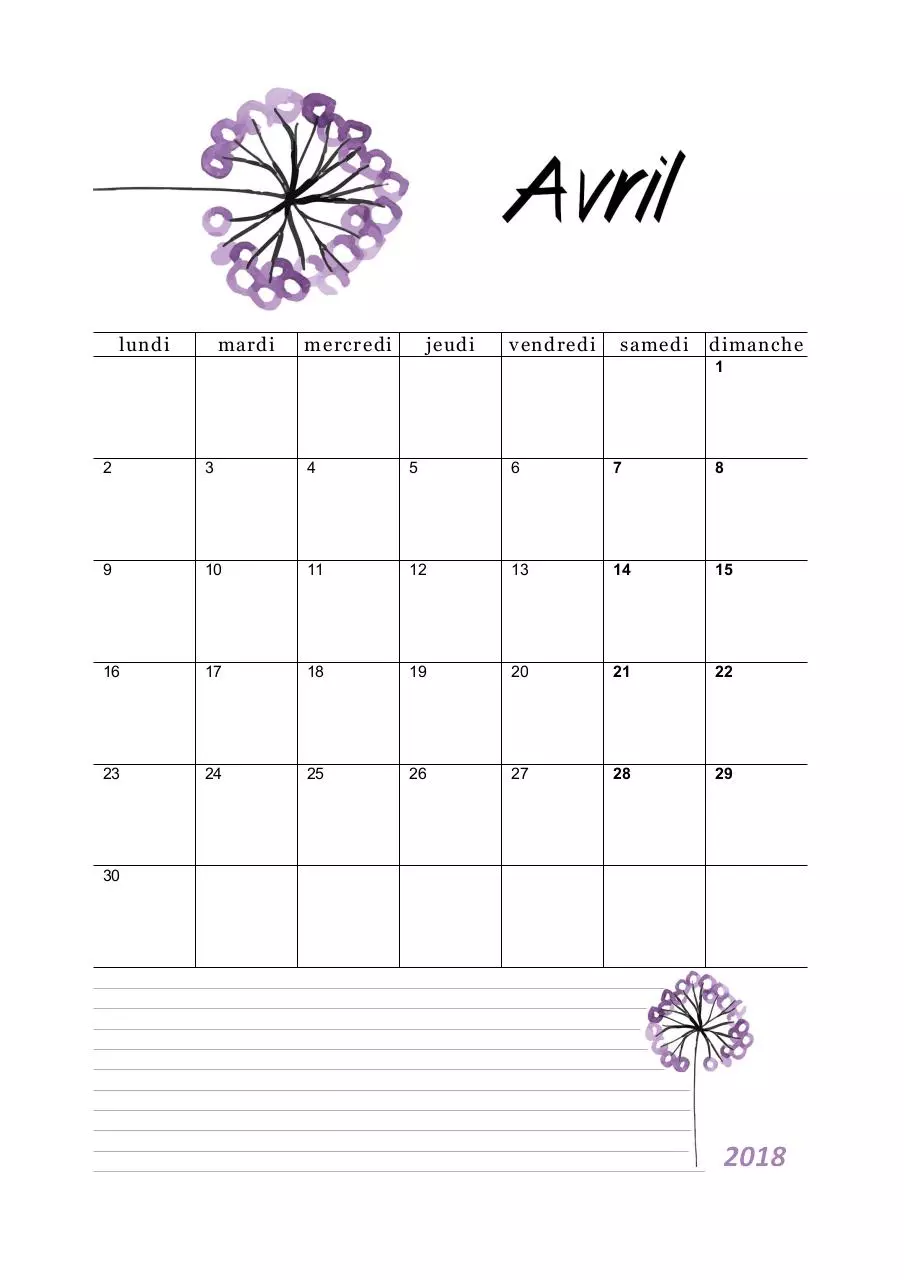 Page 1 of 1, 04 avril 2018 imprimable mode portrait a5