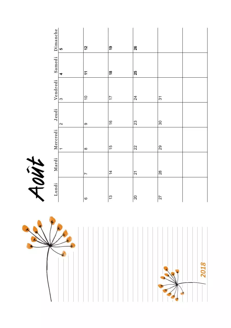 Page 1 of 1, 08 aout 2018 floral imprimable mode paysage a5
