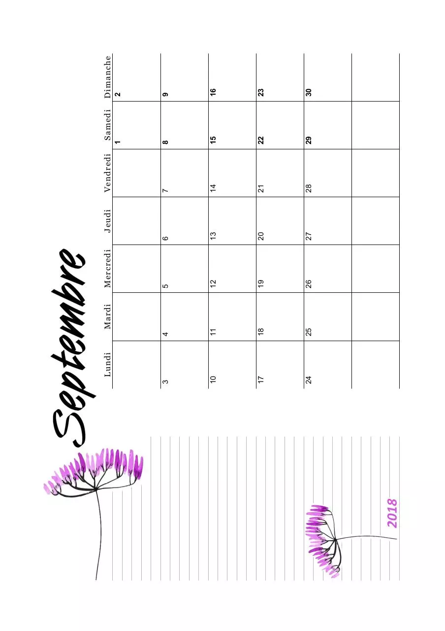 Page 1 of 1, 09 septembre 2018 floral imprimable mode paysage a5
