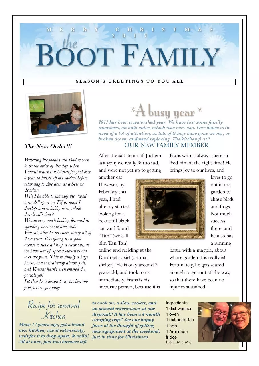 Page 1 of 2, The Boot Family Christmas Newsletter, 2017