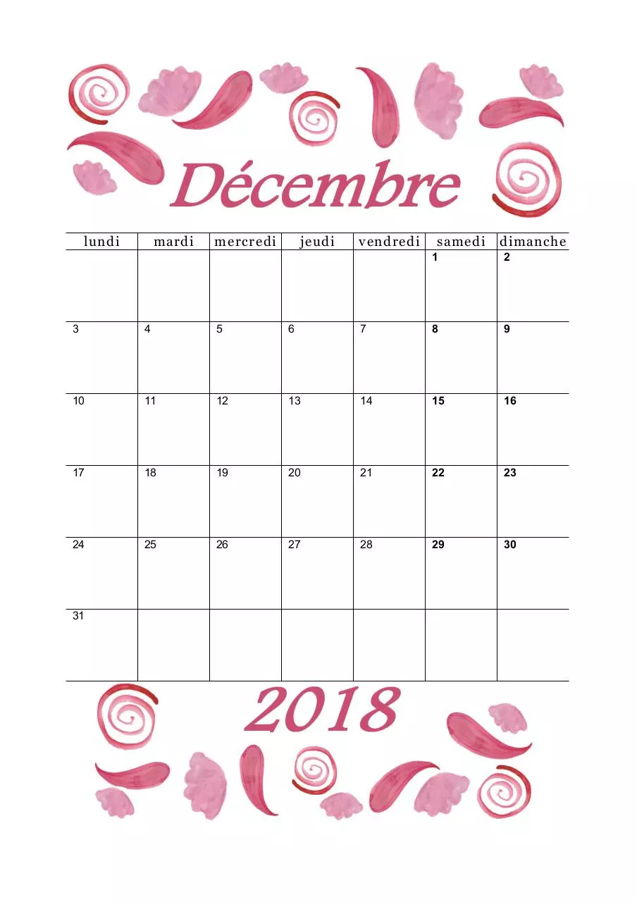 Document preview - 12-calendrier-decembre-2018-aquarelle-a5-portrait.pdf - Page 1/1