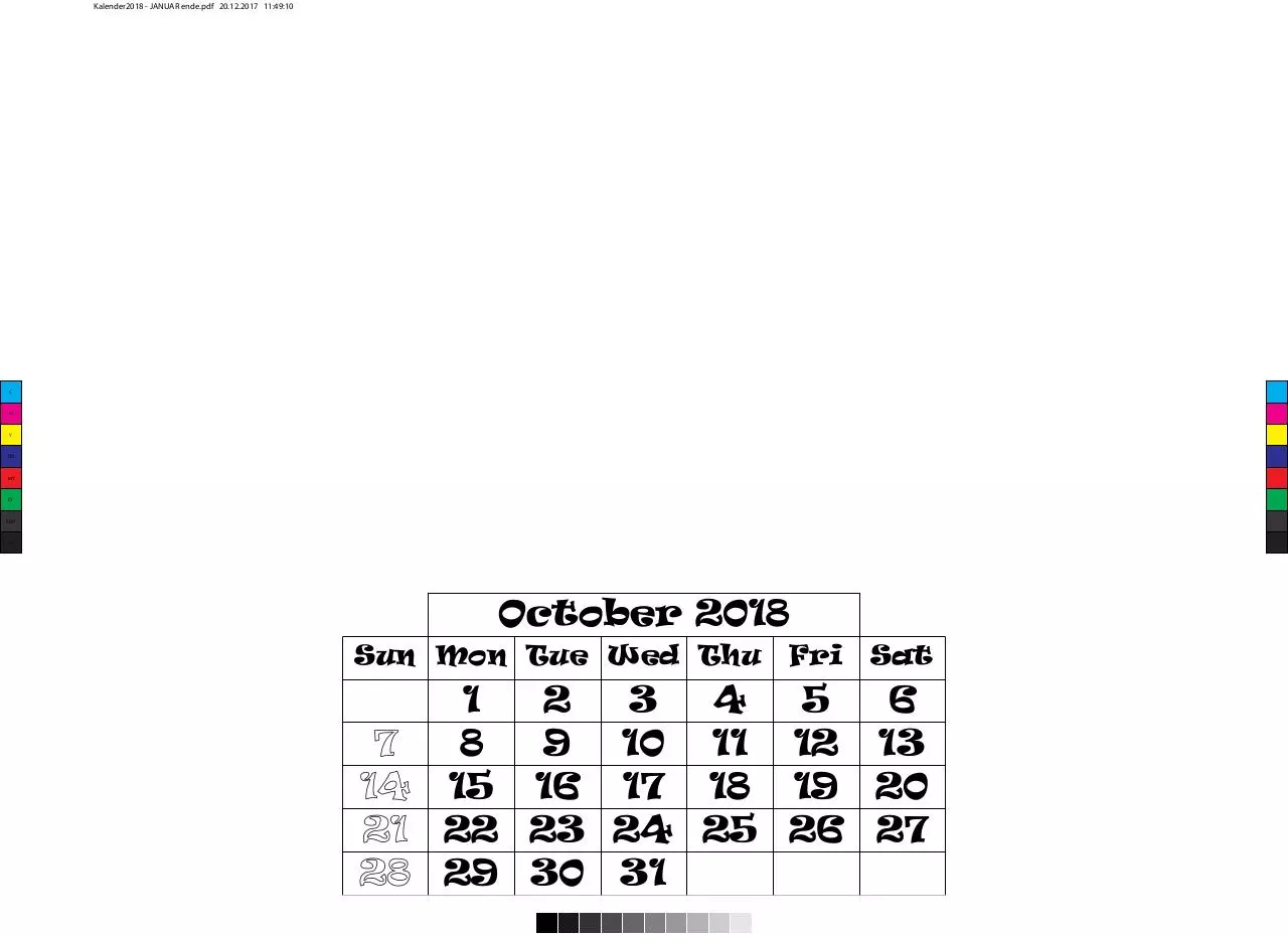 Document preview - Kalender2018 - 01 - JANUAR.pdf - Page 1/1