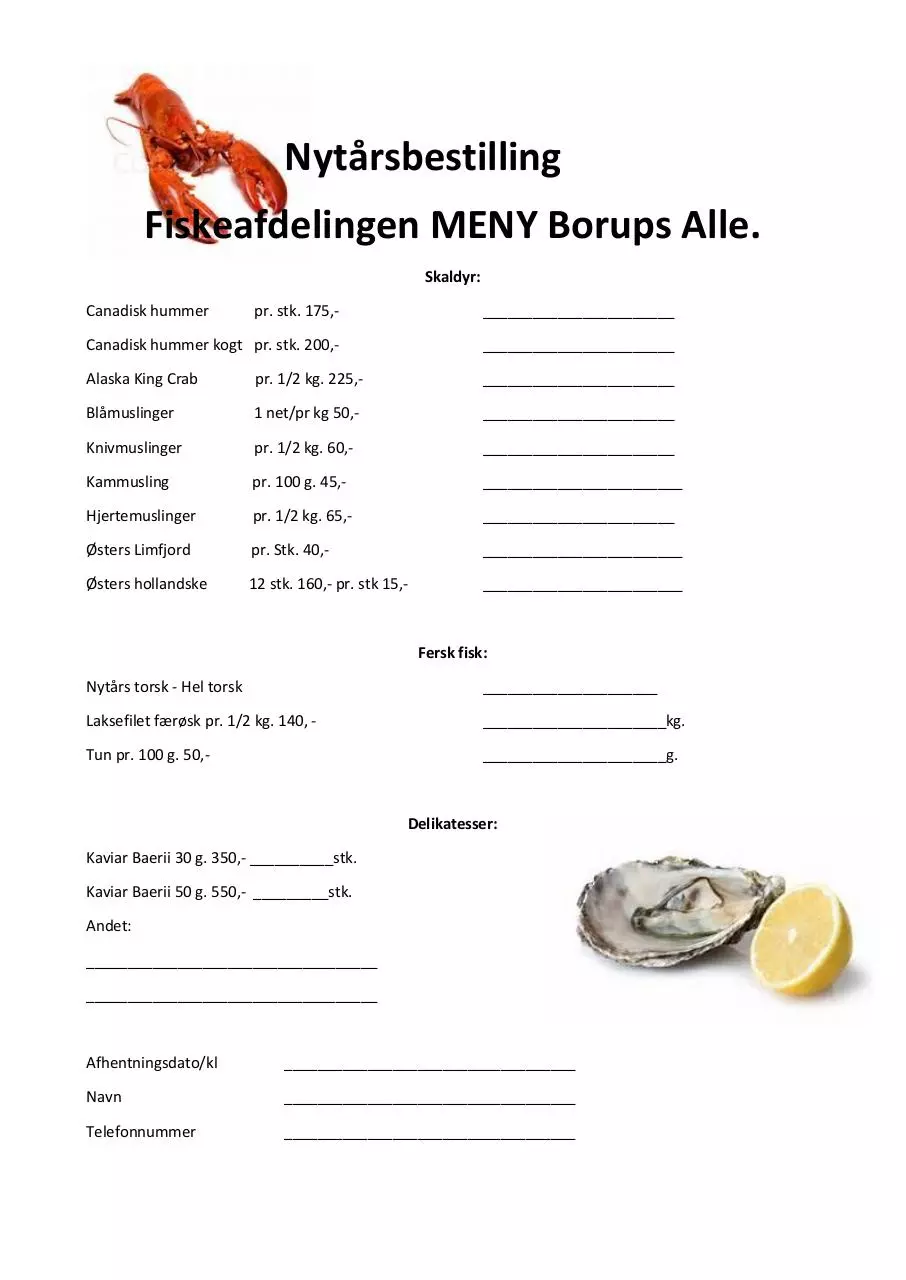 Page 1 of 1, Nytårsbestilling fisk