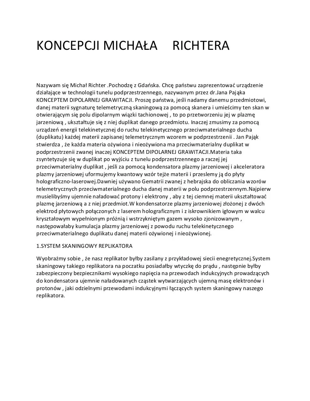 Page 2 of 9, budowa replikatora wed ug koncepcji micha a richtera