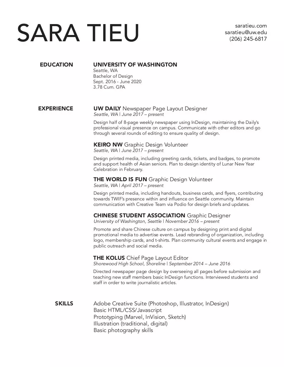Page 1 of 1, tieu resume