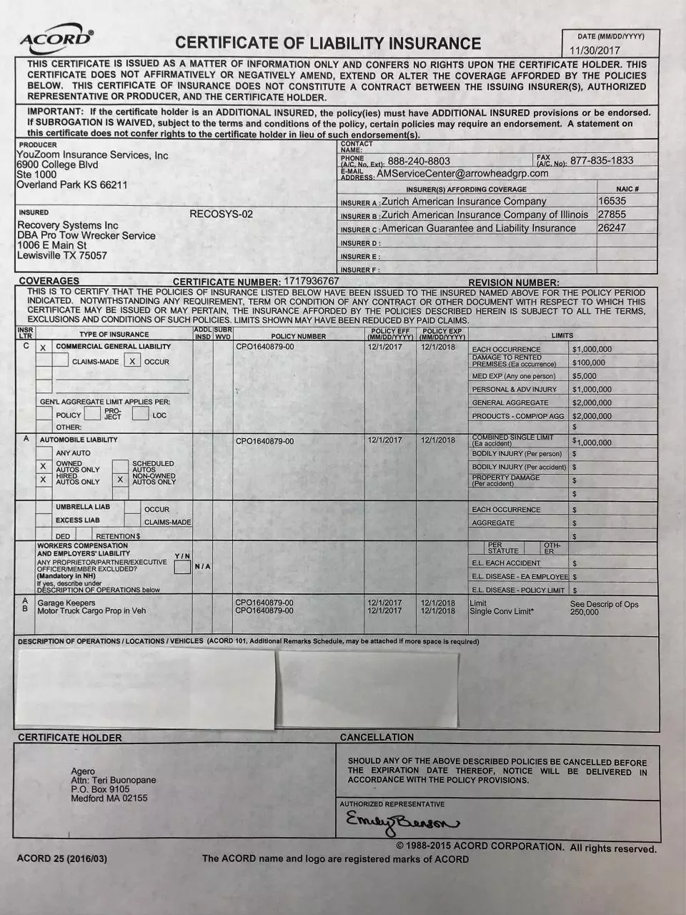 Document preview - Pro_Tow_Liability_2017.pdf - Page 1/1