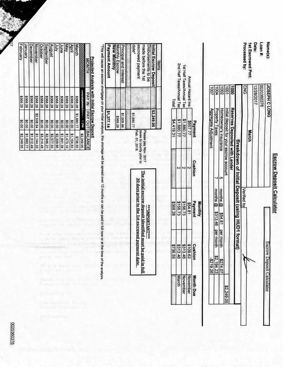 Page 2 of 2, escrow