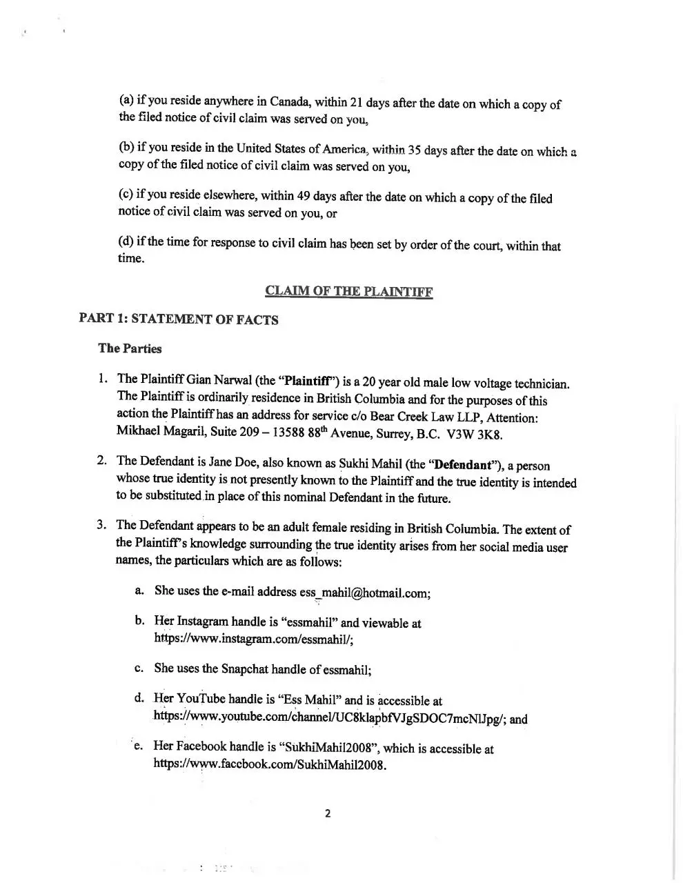 Page 2 of 10, Filed NoCC Narwal