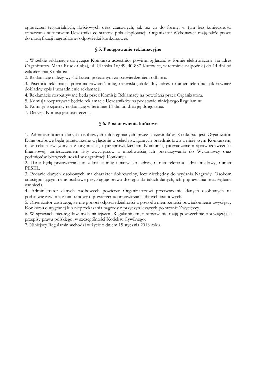 Document preview Regulamin konkursu warsztaty, sypialnia, Å¼e hoo hooo.pdf - page 3/3