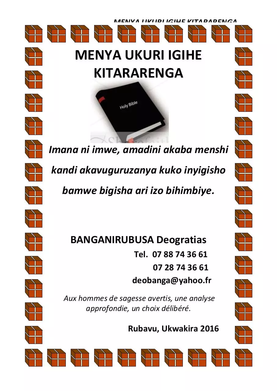 Page 1 of 104, Menya Ukuri Igihe Kitararenga 2017