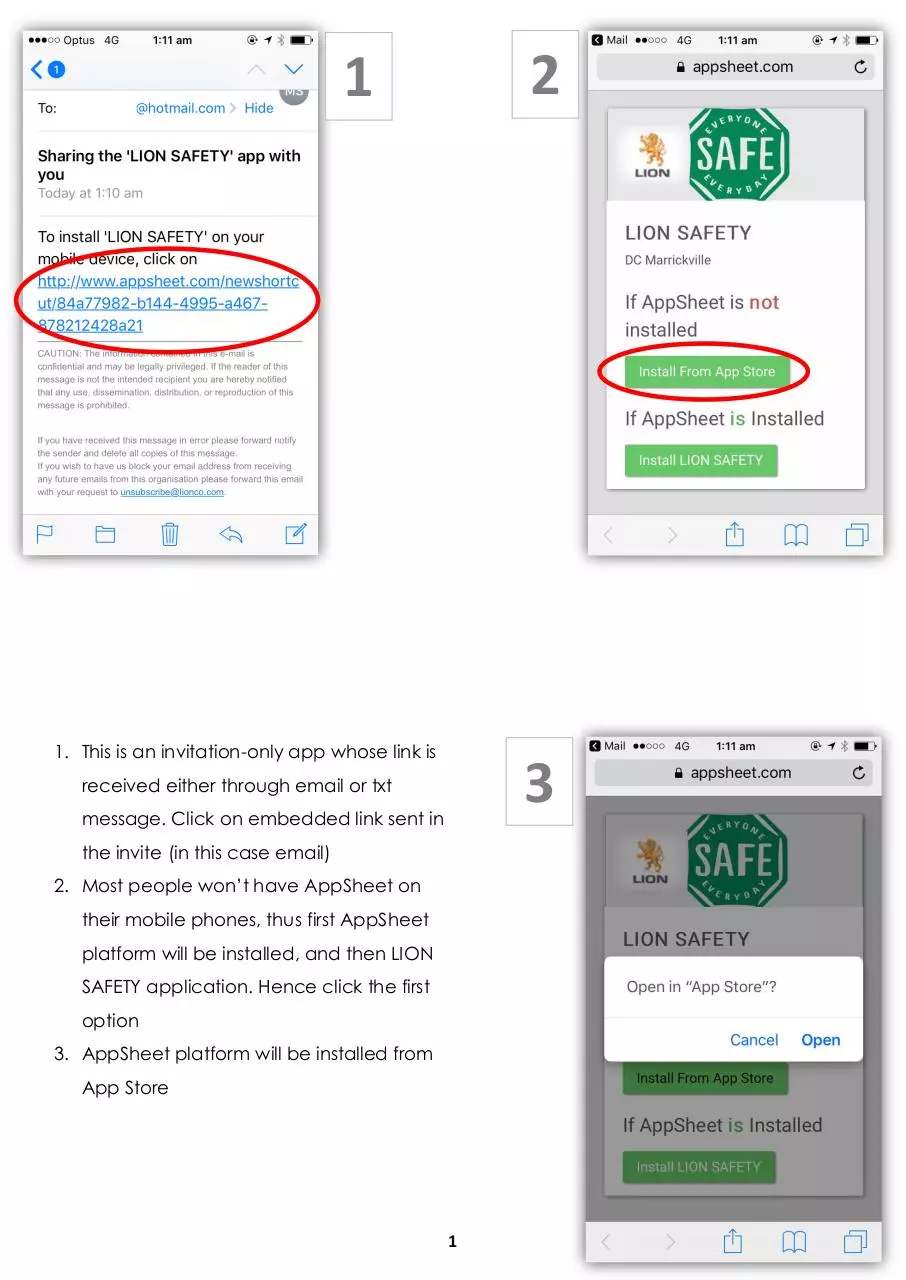 Page 3 of 11, Lion Safety App User Manual