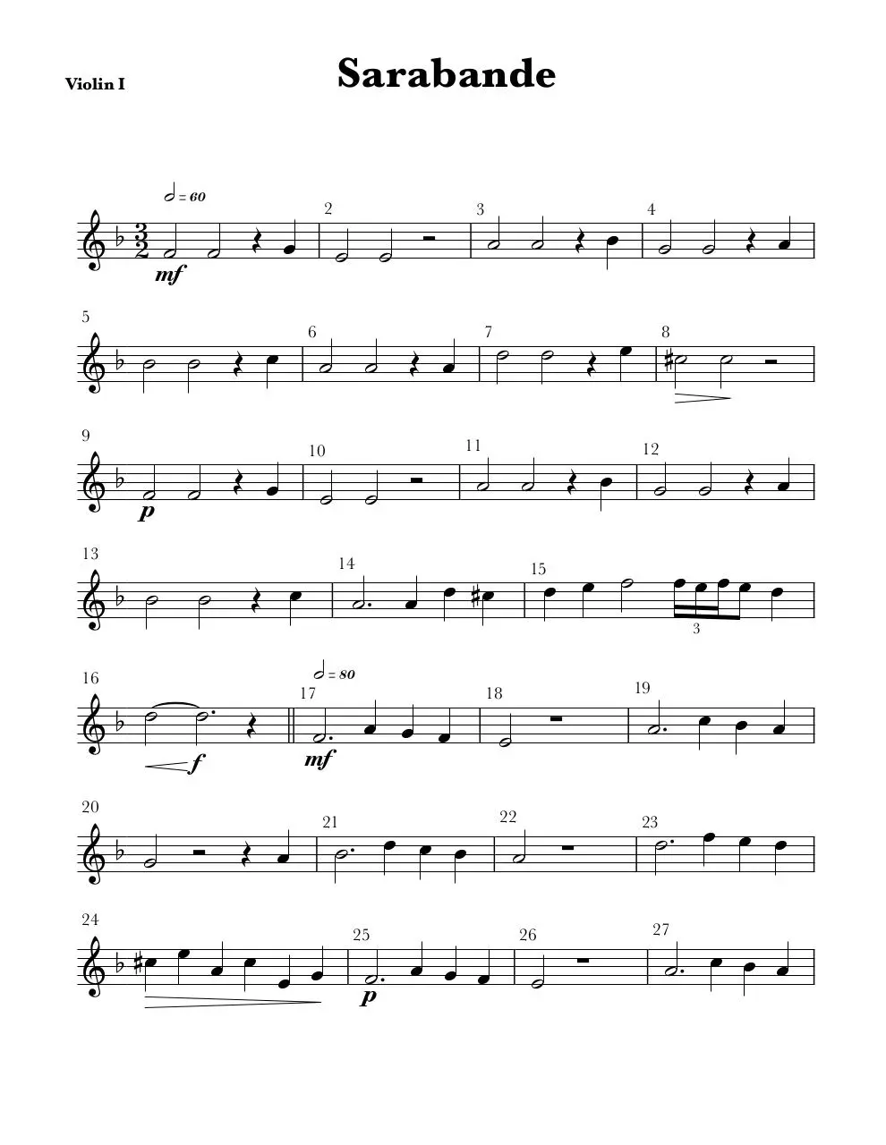 Page 1 of 20, Sarabande (parts)