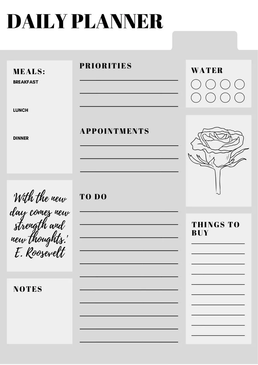 Page 1 of 1, Daily Planner