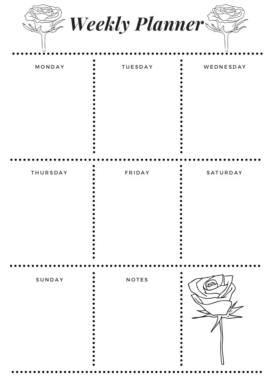 Page 1 of 1, weekly Planner