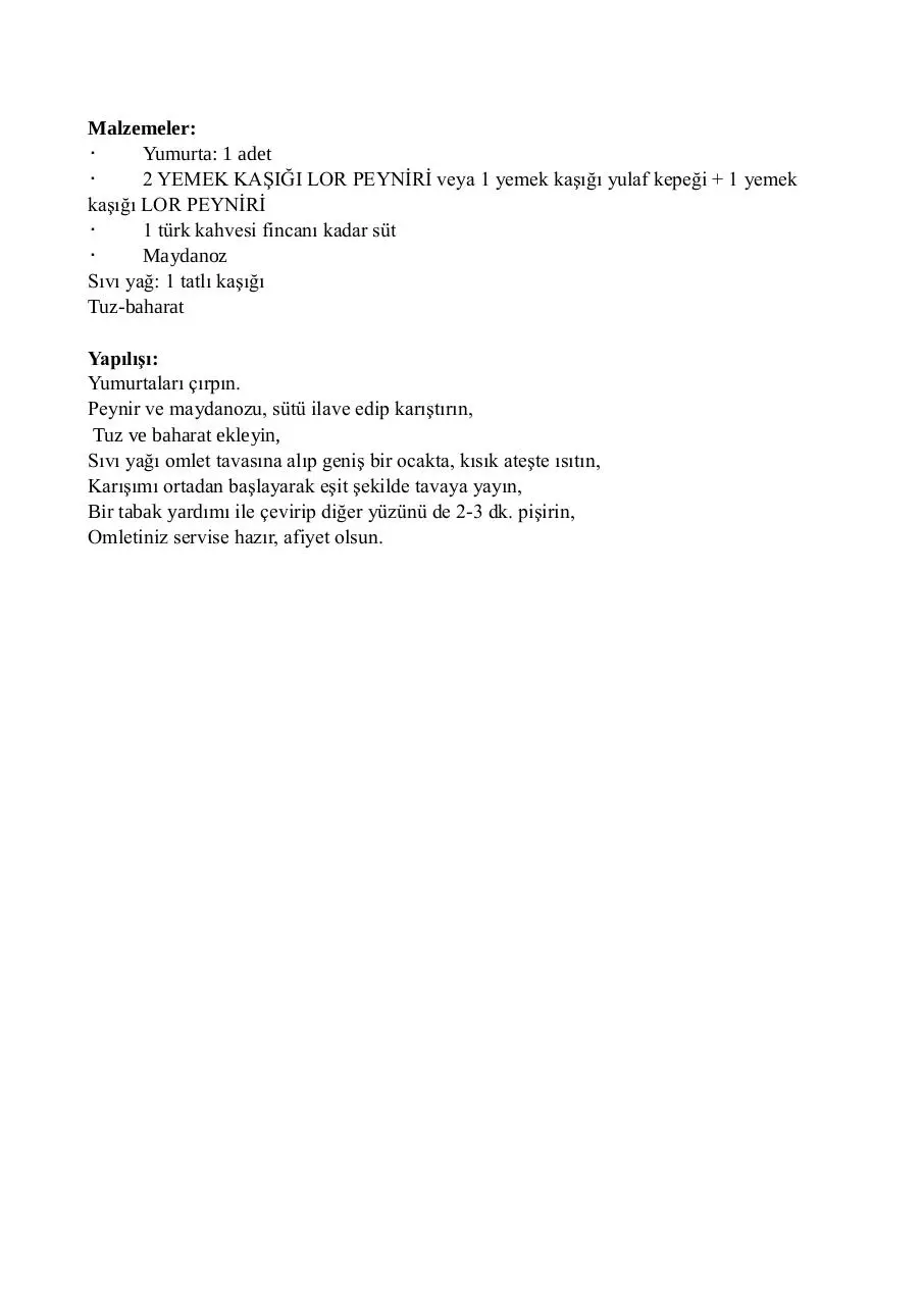 Page 1 of 1, yulaflı omlet