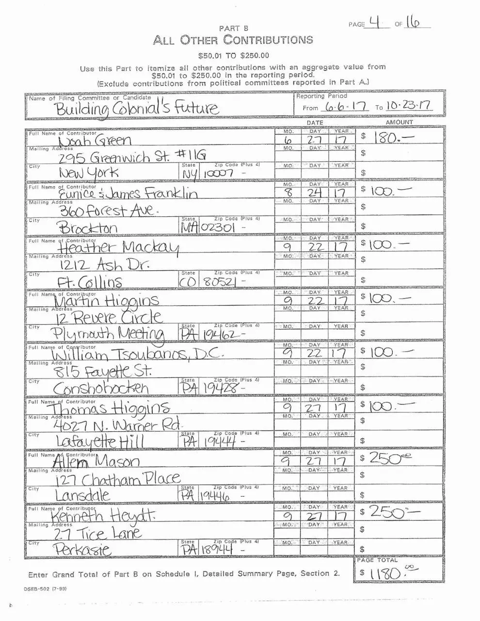 Page 4 of 16, BCF Campaign Finance Filing 10.27.2017