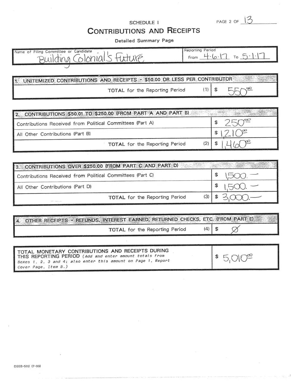 Page 3 of 14, BCF Campaign Finance Report 5.5.2017