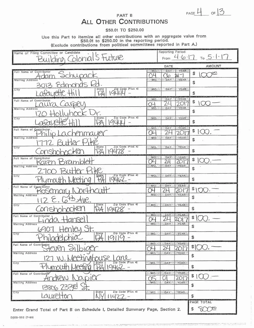 Page 5 of 14, BCF Campaign Finance Report 5.5.2017