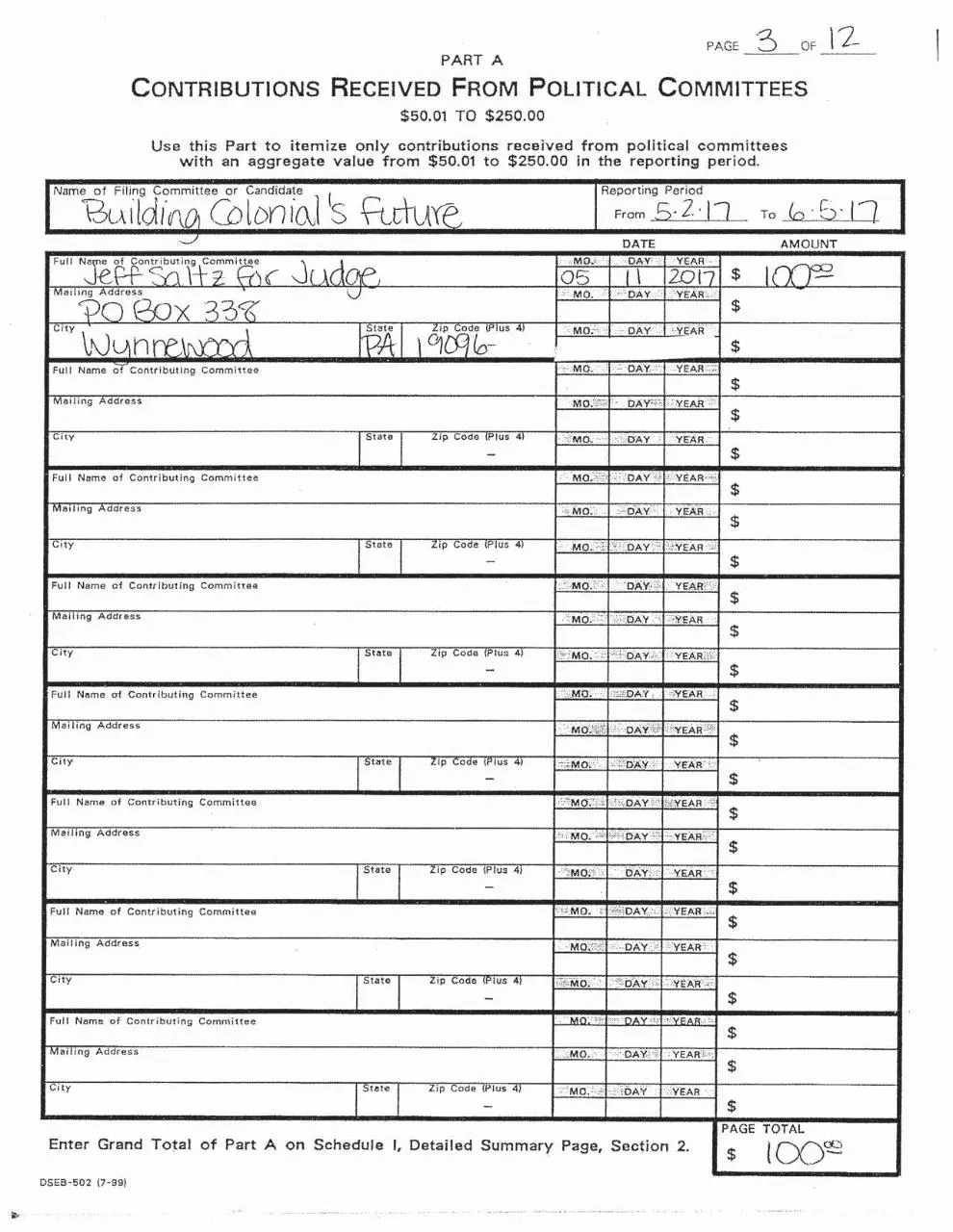 Page 3 of 12, BCF Campaign Finance Report 6.15.2017