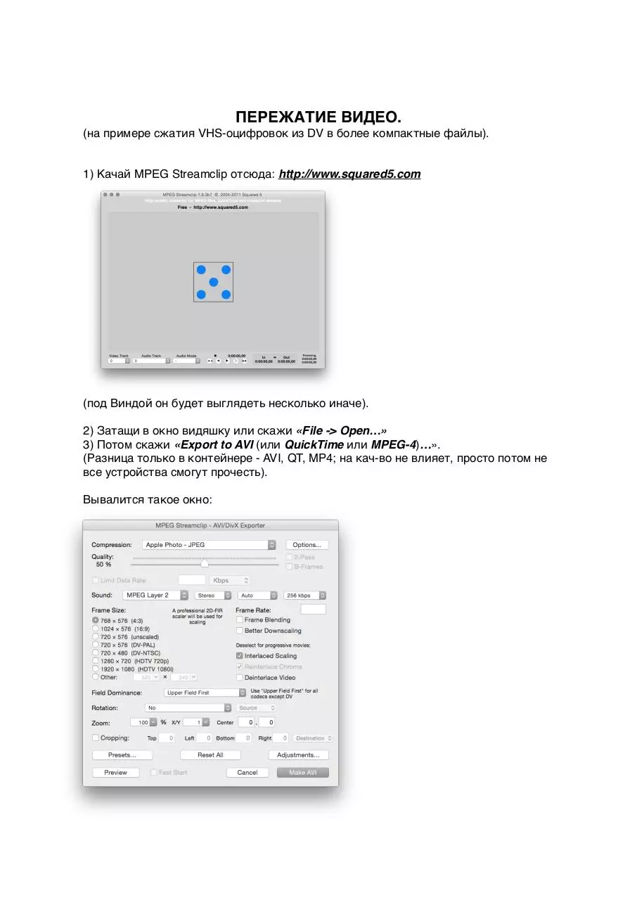 Page 1 of 6, manual MPEG StreamClip