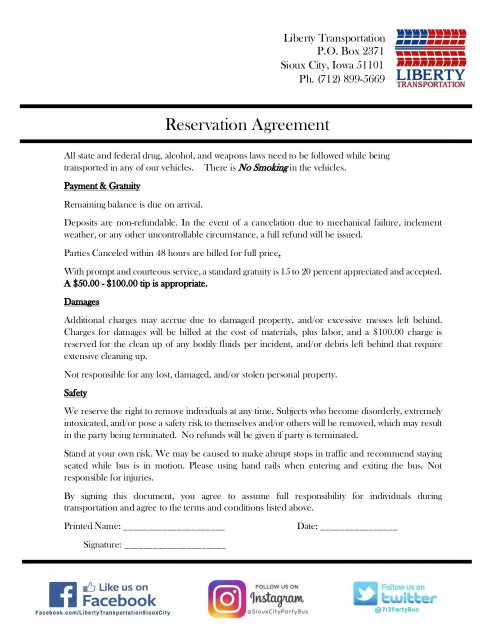 Page 2 of 2, RESERVATION FORM RESERVATION AGREEMENT