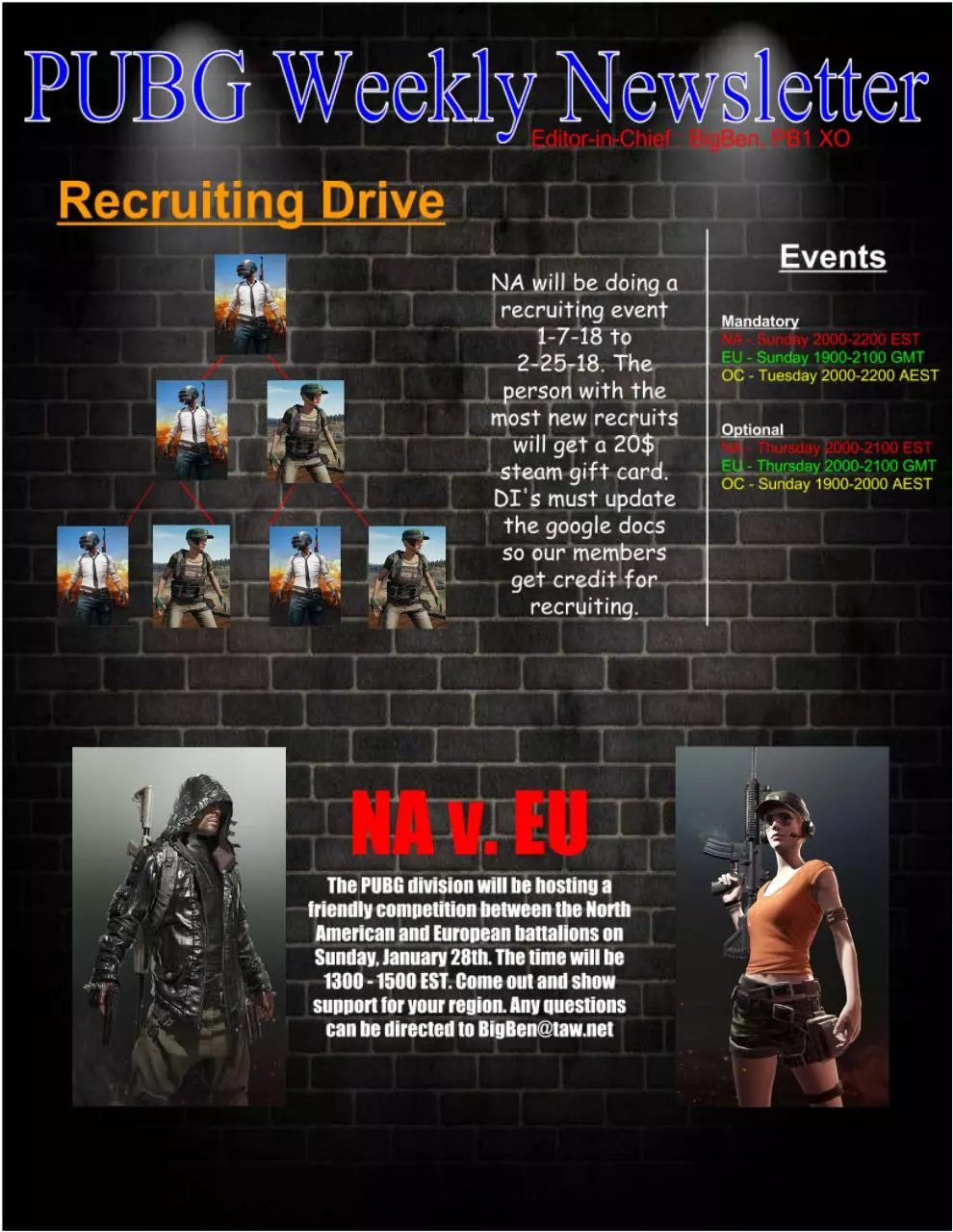 Page 1 of 3, TAW PUBG NEWSLETTER
