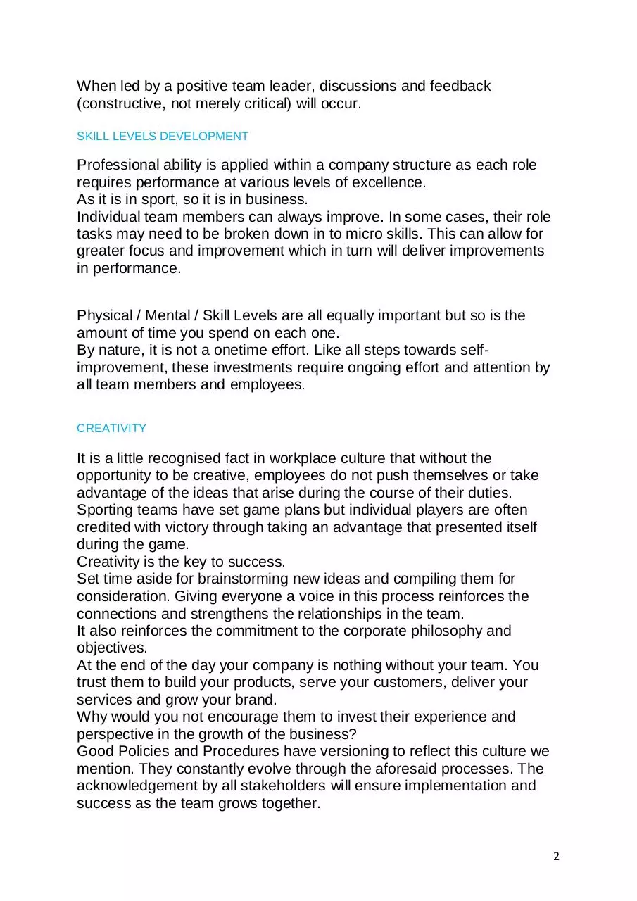 Page 2 of 3, DEVELOPING CORPORATE CULTURE