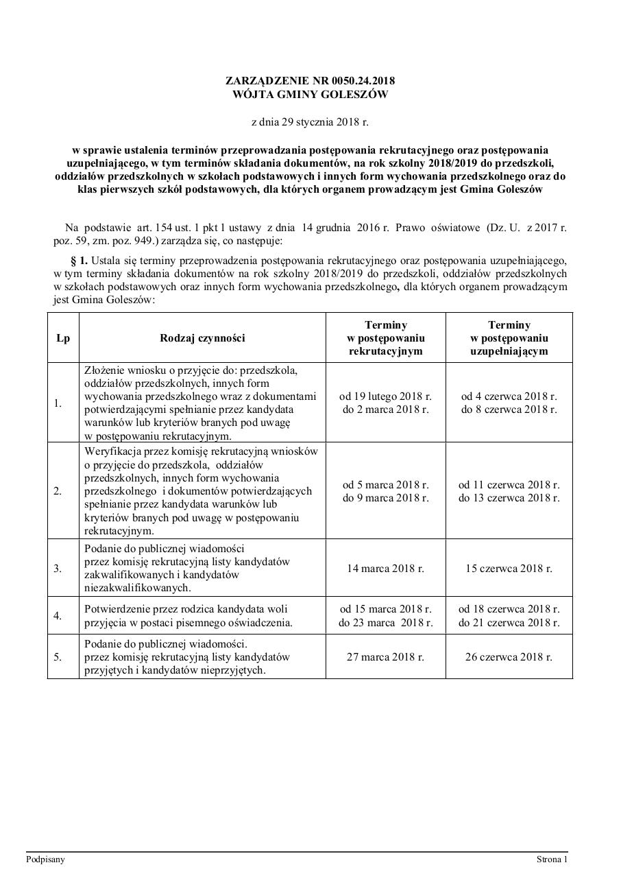 Document preview ZarzÄ…dzenie_0050.24.2018_rekrutacja(1).pdf - page 1/2