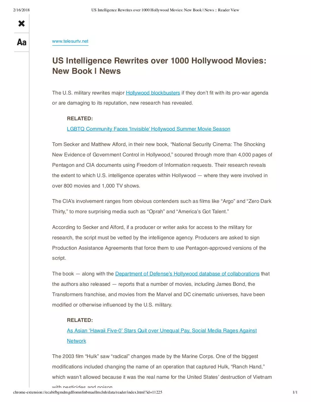 Document preview - US Intelligence Rewrites over 1000 Hollywood Movies.pdf - Page 1/1
