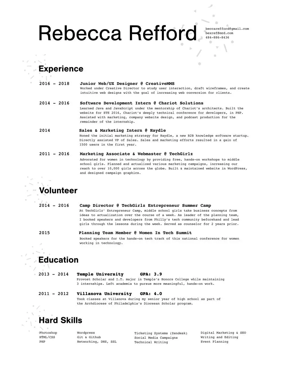 Page 1 of 1, BeccaResume Final