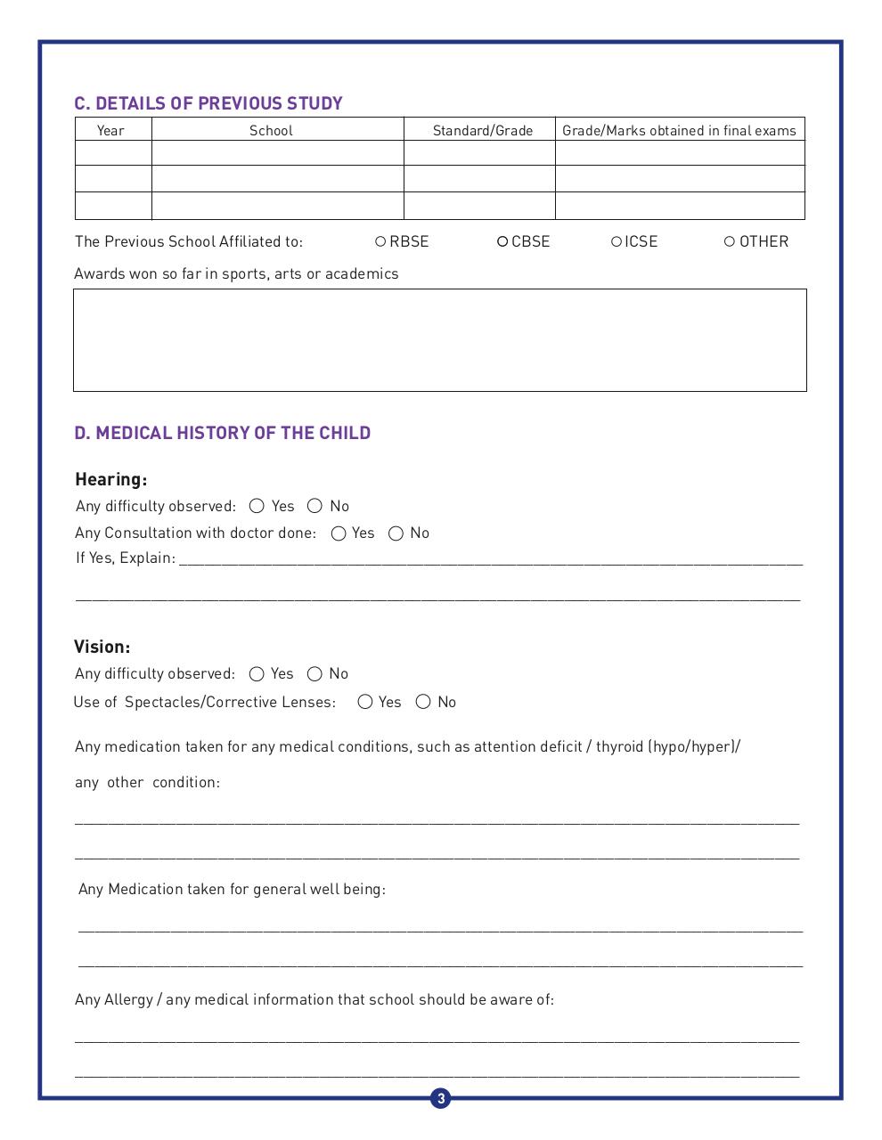Document preview Padmawati Convent School Admission Form.pdf - page 3/4
