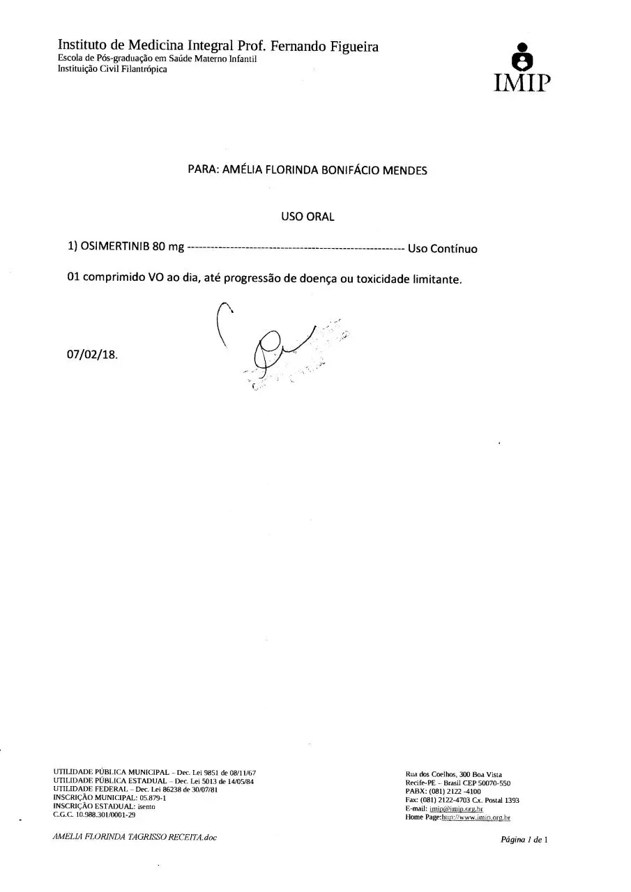 Page 1 of 1, Receita Osimertinib
