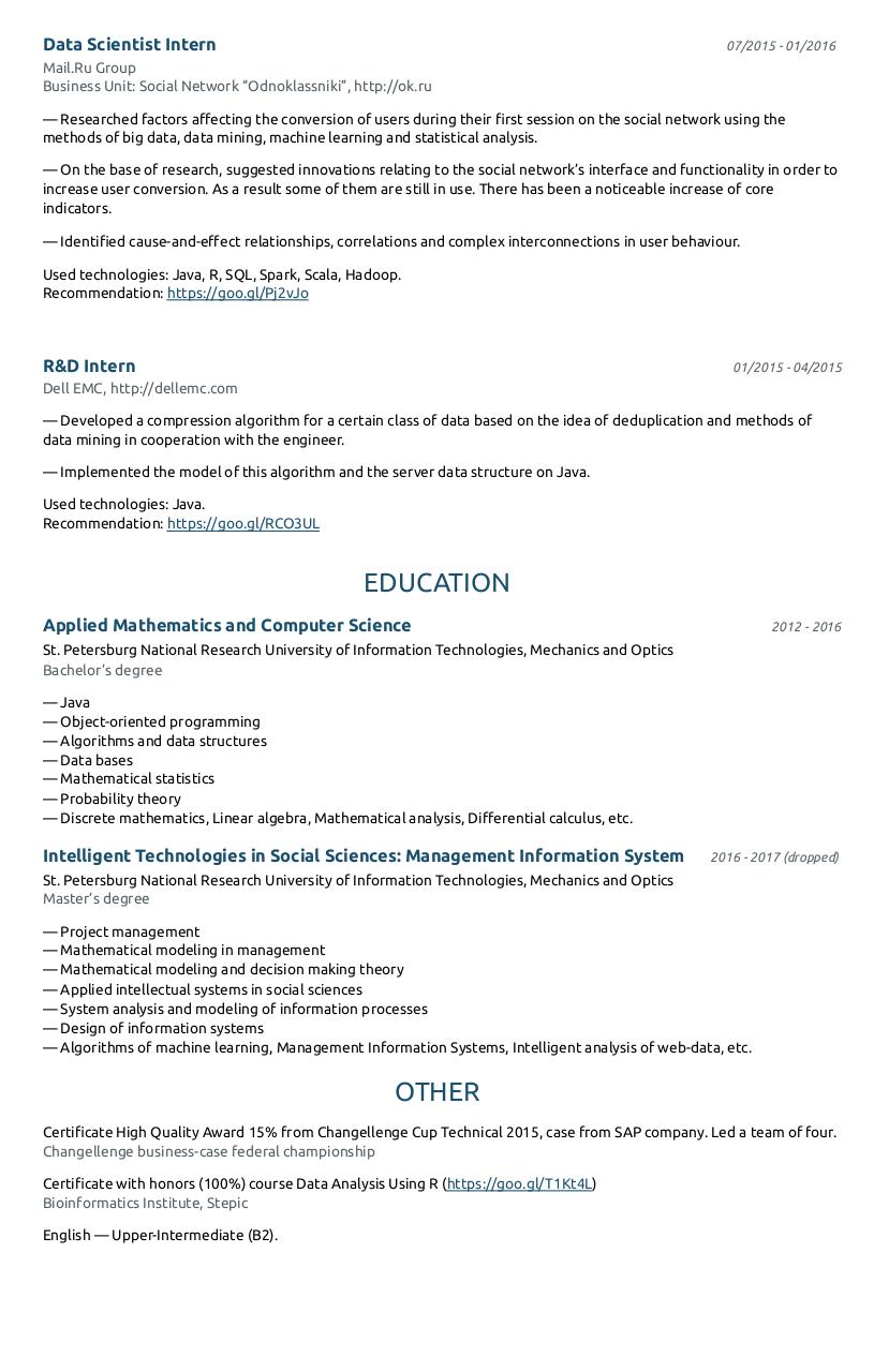 Document preview CV â€” Mikhail Tsvik.pdf - page 2/2