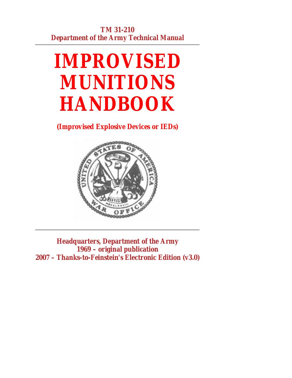Improvised Munitions Handbook Improvised Explosive Devices Or IEDs 