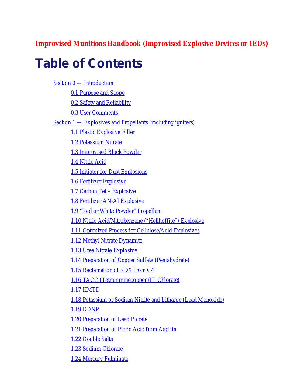 Improvised Munitions Handbook Improvised Explosive Devices Or IEDs 