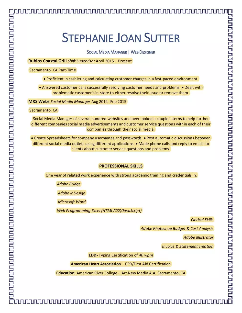 Page 1 of 1, SJSdesignerResume