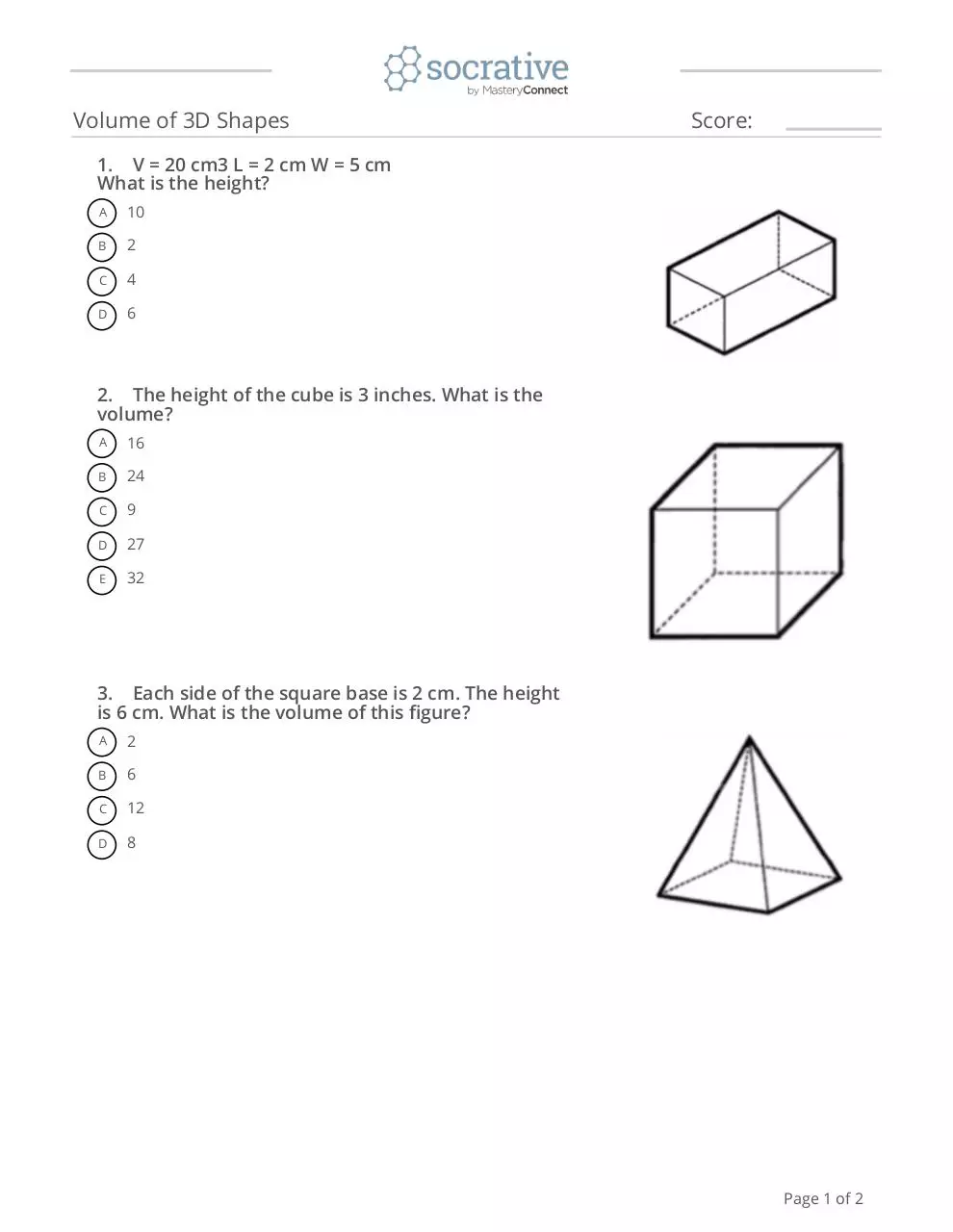 Page 1 of 2, Quiz volumeof3dshapes