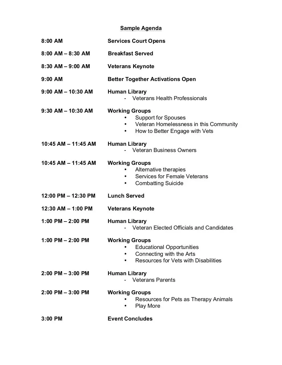 Page 2 of 3, Prelim Veteran Day Event Plan