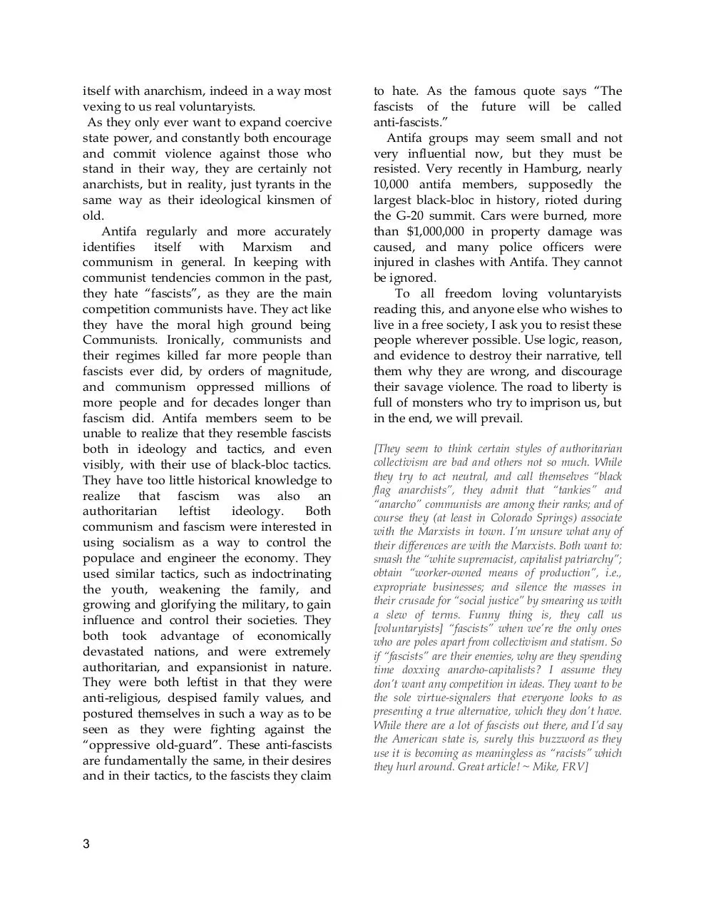 Page 3 of 28, The Front Range Voluntaryist Issue #6