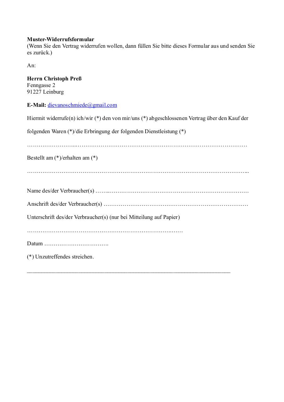 Document preview Widerrufsformular.pdf - page 2/2