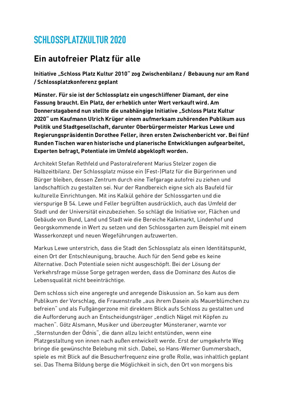 Document preview Pressebericht Zwischenbilanz Schlossplatz.pdf - page 1/2