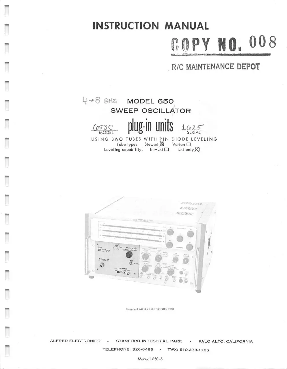 Page 1 of 44, Alfred Singer 650 Sweep Oscillator 653C
