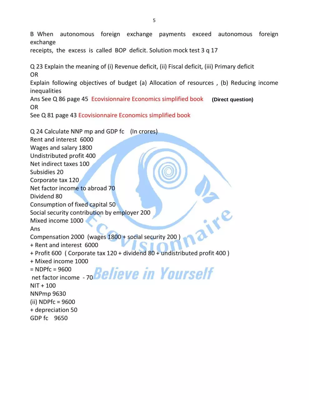 Page 5 of 5, 2018 economics cbse solution with quest