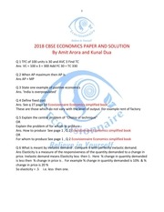 Page 1, 2018 economics cbse solution with quest