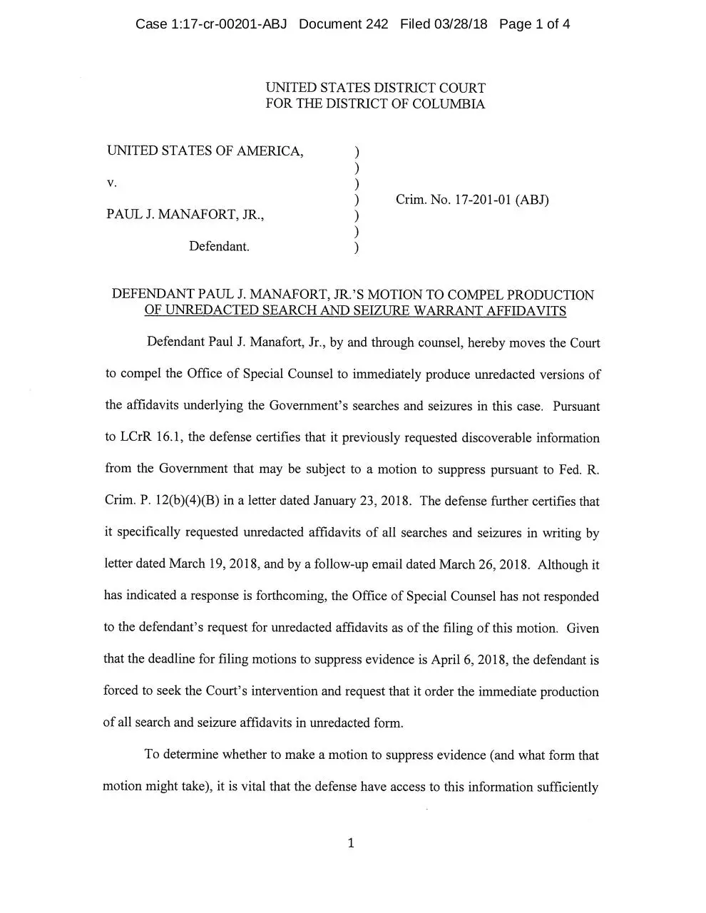 Page 1 of 5, affidavits