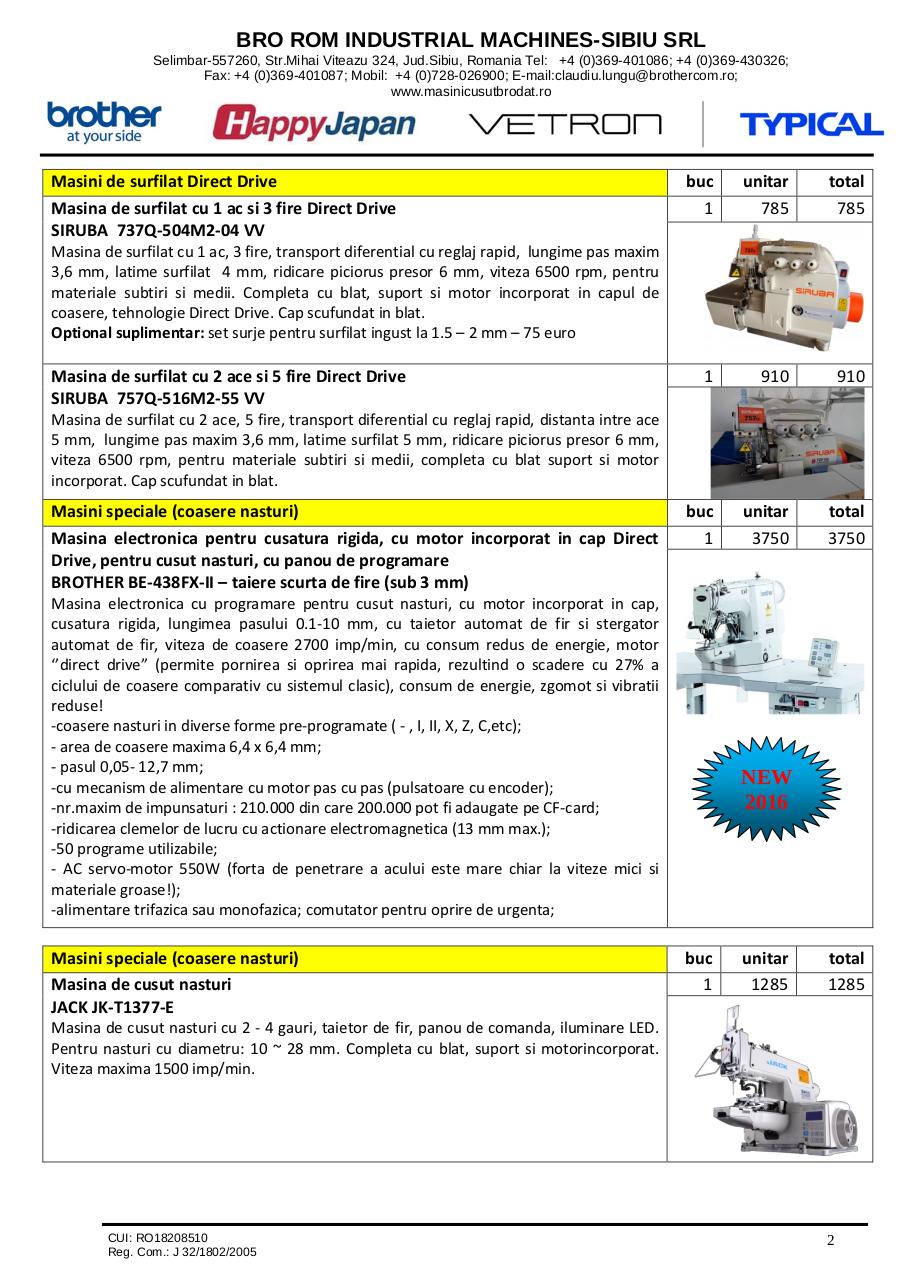 Oferta masini industriale de cusut - PF Lungu Aurelian (1).pdf - page 2/6