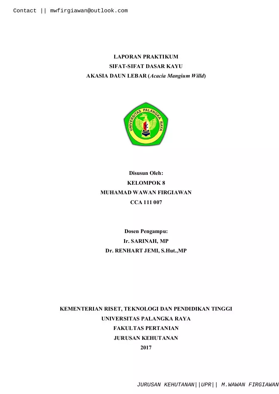 Page 1 of 78, LAPORAN.SIFAT SIFAT.DASAR.KAYU.M.WAWAN.FIRGIAWAN