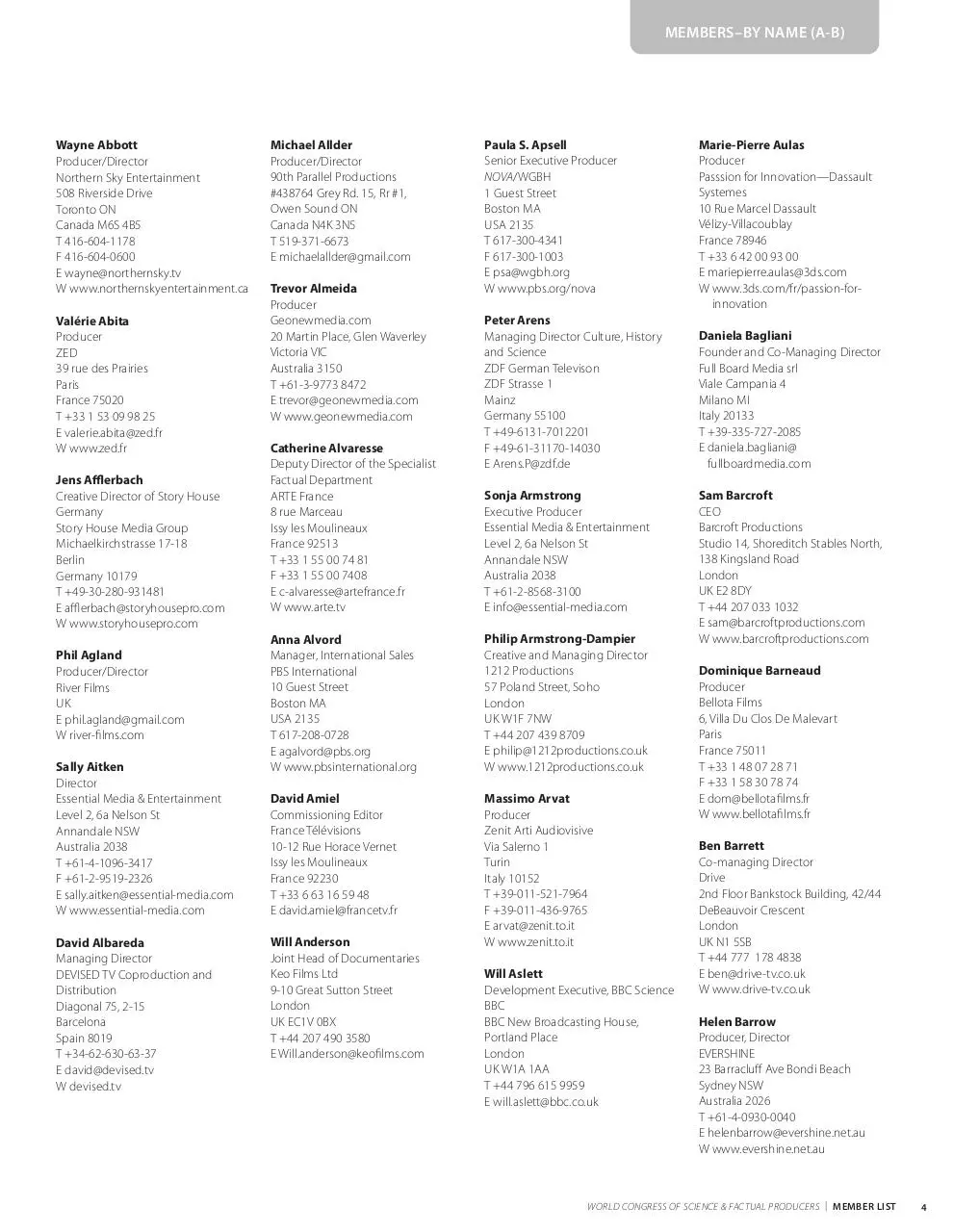 Page 4 of 45, WCSFP14 MEMBER LIST EBOOK