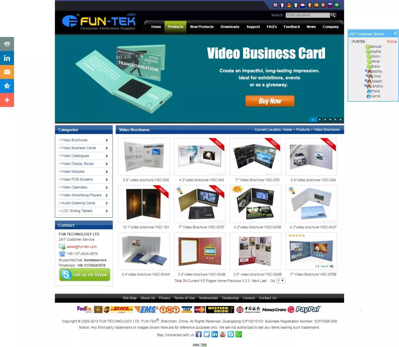 Page 1 of 1, 2.4'' 10.1'' Screen Video Brochures from FUNTEK